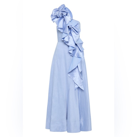 Aje Adelia One-Shoulder Ruffled Dupioni-Trimmed Midi Dress AU 10 US 6 NWT 595$ - Picture 3 of 15
